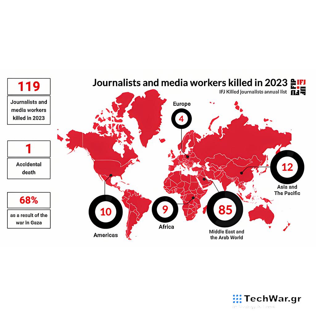 120 δημοσιογράφοι και εργαζόμενοι στα Μέσα Ενημέρωσης σκοτώθηκαν το 2023 - Digitaltvinfo.gr