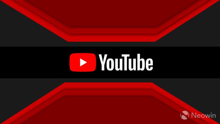 A YouTube logo on a dark red and black background
