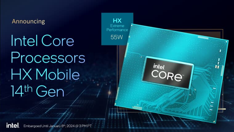 Intel mobile CPU unveil at CES 2024