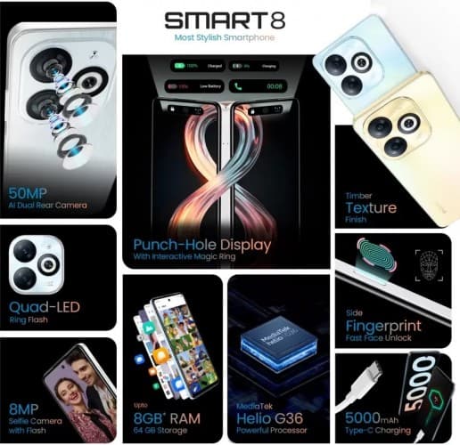 Το Infinix Smart 8 κυκλοφορεί στην Ινδία με την Helio G36 SoC, κάμερα υψηλότερης ανάλυσης, Το Infinix Smart 8 κυκλοφορεί στην Ινδία με την Helio G36 SoC, κάμερα υψηλότερης ανάλυσης, TechWar.GR