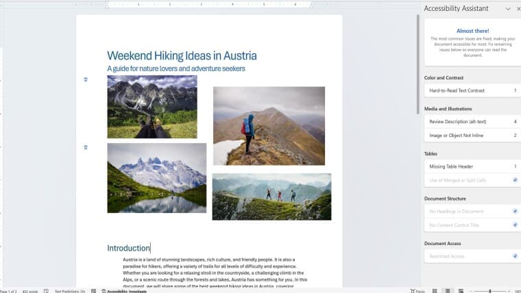 word accessiblity assistant