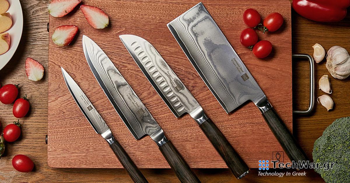 Μαχαίρια HuoHou Damascus σε σετ 4 τεμαχίων σε εξαιρετική τιμή