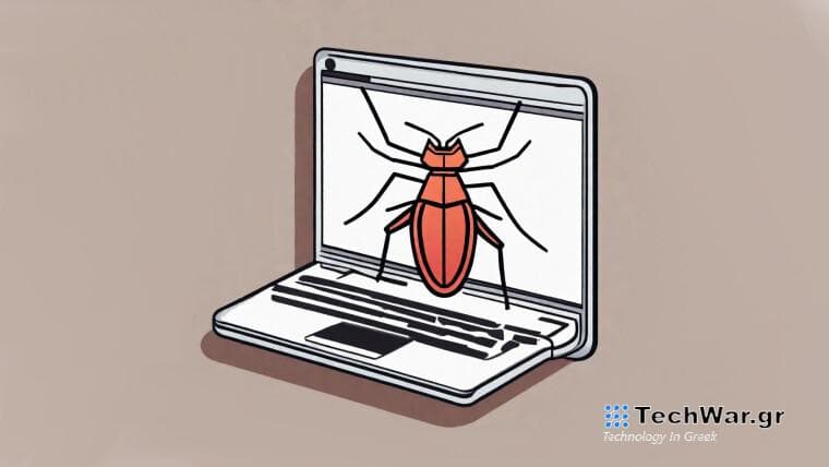 A bug on a laptop