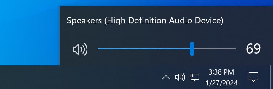 Ρυθμιστικό έντασης των Windows 10s