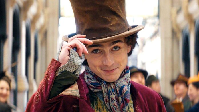 Timothée Chalamet in Wonka, one of the top new movies streaming this week.
