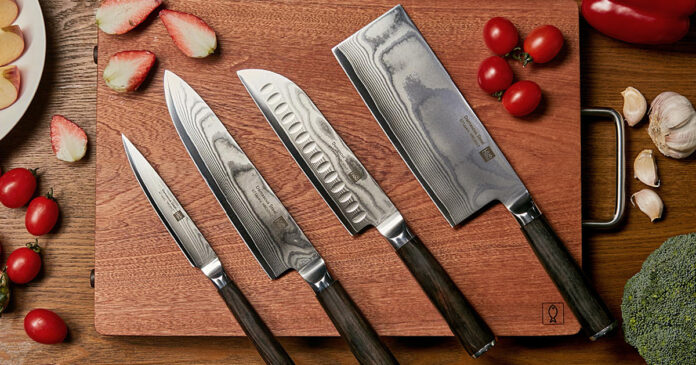 Μαχαίρια HuoHou Damascus σε σετ 4 τεμαχίων σε εξαιρετική τιμή
