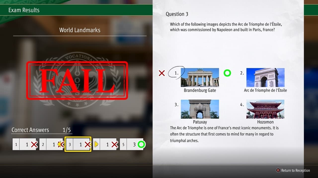 The Arc de Triomphe de l'Etoile is option number 2 in this image.