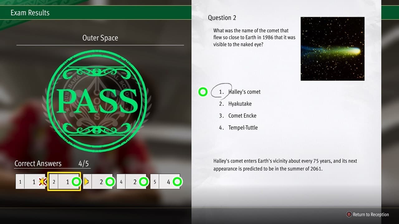 The comet shown is Halley's Comet, option number 1 in this image.