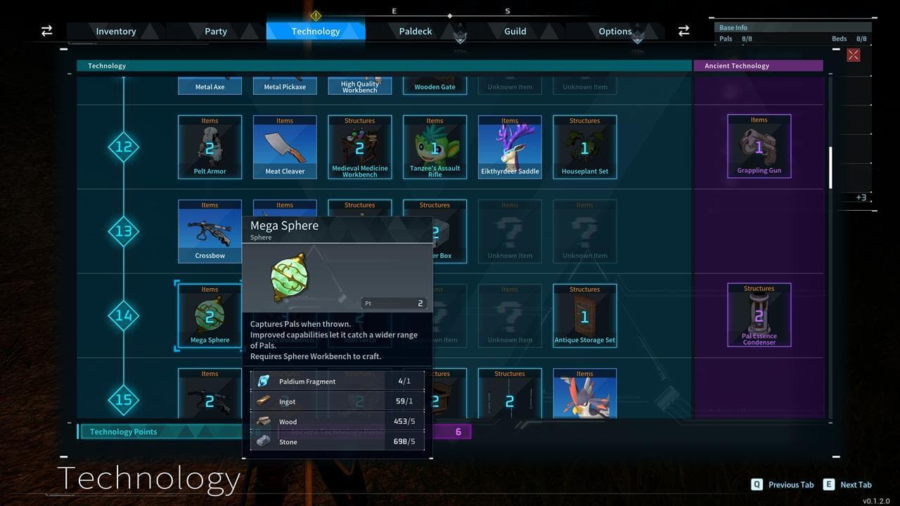 Palworld - Πώς να αυξήσετε το ποσοστό λήψης Pal 1 Δημιουργήστε καλύτερα είδη Pal Spheres για να βελτιώσετε τις πιθανότητές σας να συλλάβετε πιο δυνατούς φίλους.