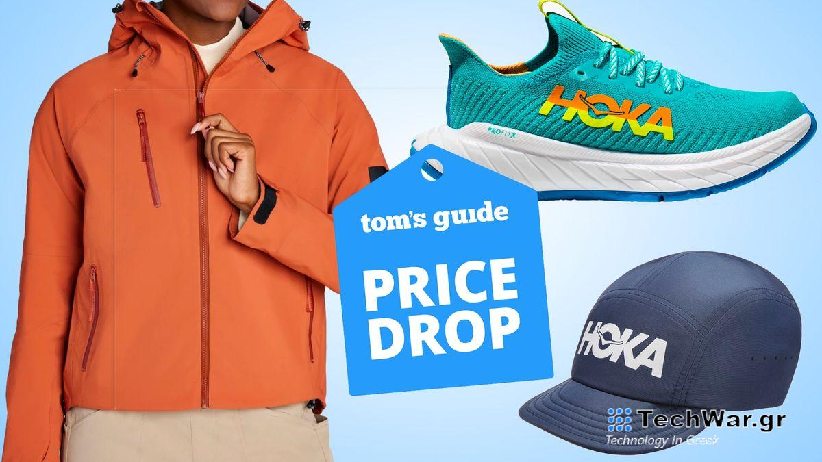 Hoka jacket, shoe and hat 