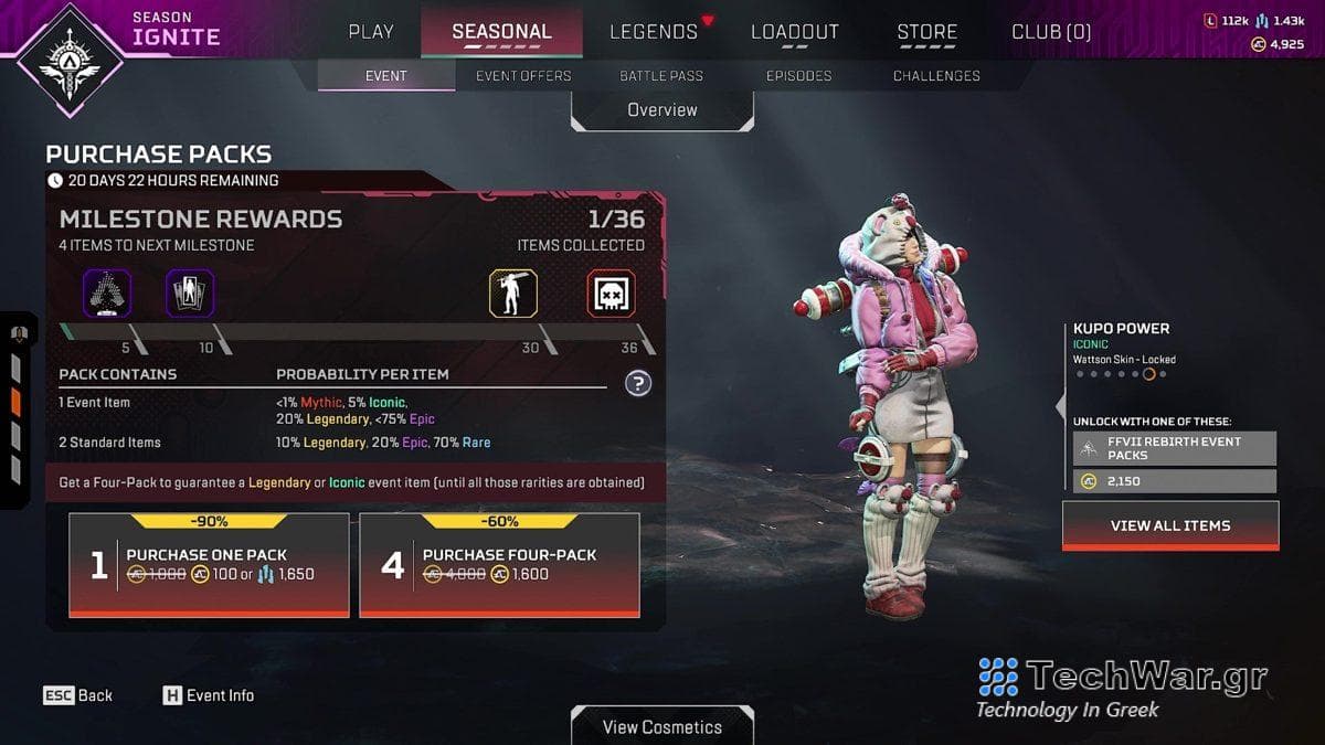 Apex Legends Final Fantasy Crossover Event Pack Pricing Scale