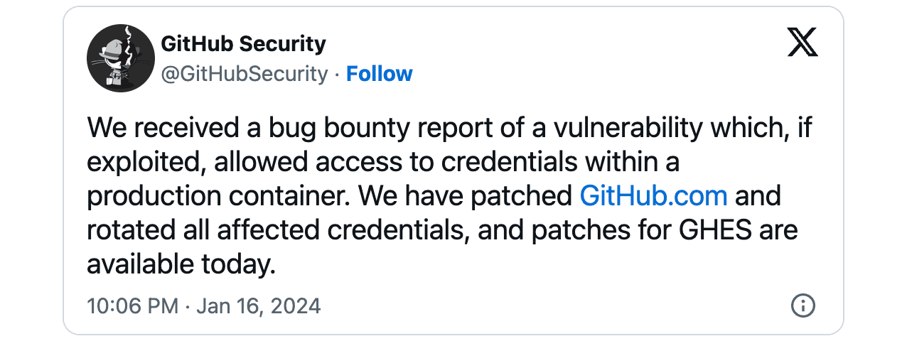 Το GitHub περιστρέφει τα κλειδιά για να μετριάσει τον αντίκτυπο ενός ελαττώματος που εκθέτει τα διαπιστευτήρια, Το GitHub περιστρέφει τα κλειδιά για να μετριάσει τον αντίκτυπο ενός ελαττώματος που εκθέτει τα διαπιστευτήρια, TechWar.GR