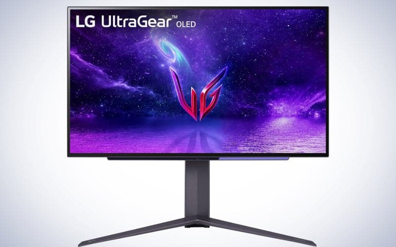 The best OLED monitors for 2024 5 LG's Ultragear 27GR95QE-B on a plain white background.
