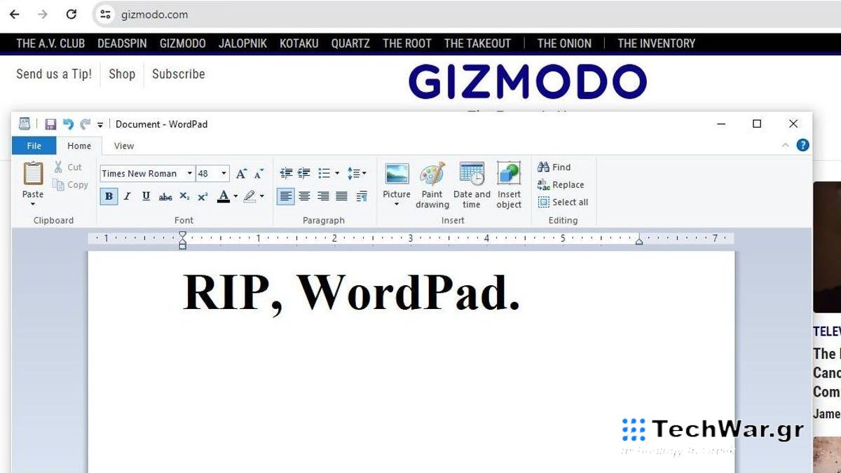 RIP Microsoft WordPad. Θα μας λείψεις