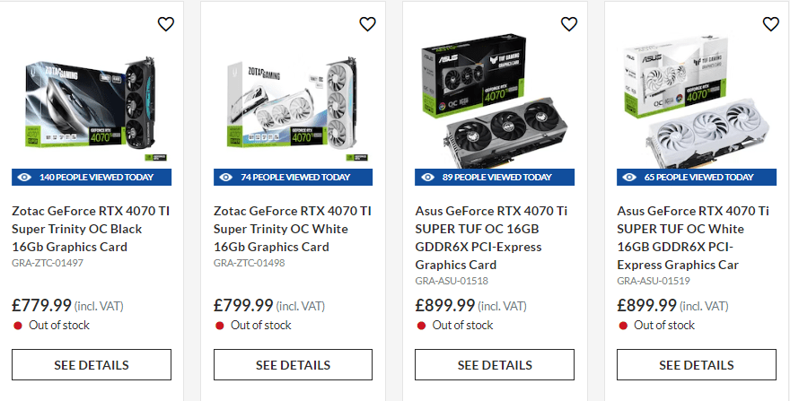 NVIDIA GeForce RTX 40 SUPER Custom GPUs ντεμπούτο στο κατάστημα λιανικής στο Ηνωμένο Βασίλειο, με πολύ υψηλότερη τιμή από το MSRP, NVIDIA GeForce RTX 40 SUPER Custom GPUs ντεμπούτο στο κατάστημα λιανικής στο Ηνωμένο Βασίλειο, με πολύ υψηλότερη τιμή από το MSRP, TechWar.GR