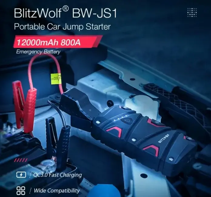 BlitzWolf BW-JS1 : Jump Started 800A και Q.C. 3.0 Power BlitzWolf BW-JS1 : Jump Started 800A και Q.C. 3.0 Power Bank 12.000 mAh μαζί, με 72.9€ από Ευρώπη!!