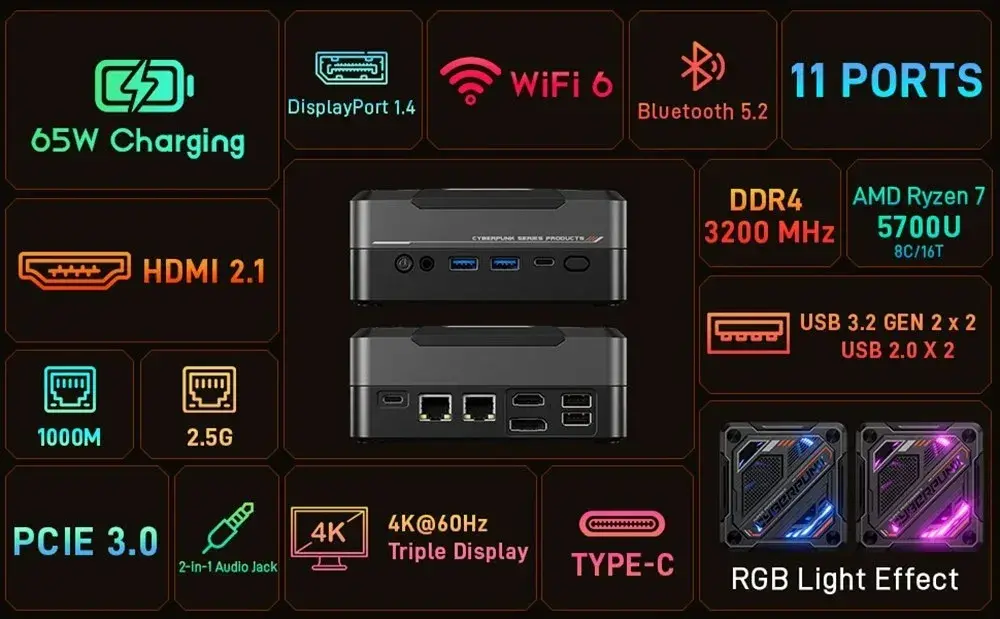 T-bao GOD57 : Mini PC με τον οκταπύρηνο AMD Ryzen 7 5700U , 16/32GB RAM και LED φωτισμό στα 311.5€!, T-bao GOD57 : Mini PC με τον οκταπύρηνο AMD Ryzen 7 5700U , 16/32GB RAM και LED φωτισμό στα 311.5€!, TechWar.GR