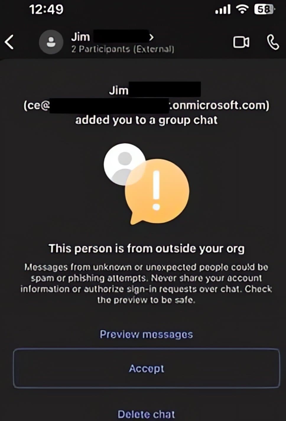 Ομαδική συνομιλία phishing 