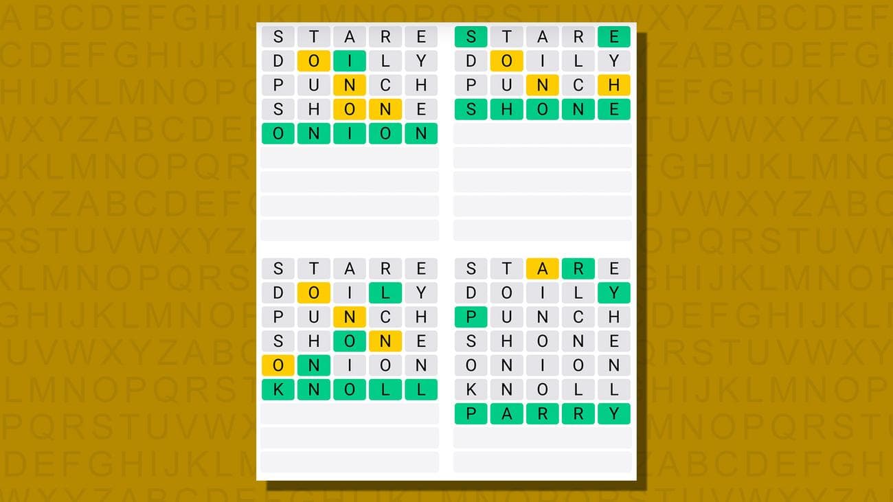Quordle απαντήσεις για το παιχνίδι 732 σε κίτρινο φόντο