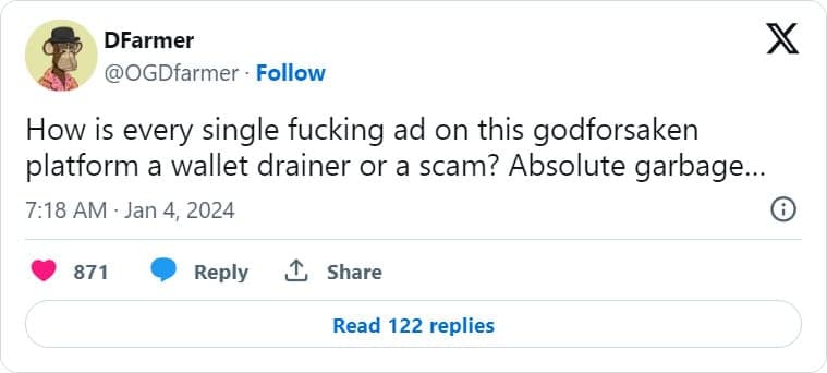 X χρήστες έχουν βαρεθεί με τη συνεχή ροή κακόβουλων διαφημίσεων κρυπτογράφησης, X χρήστες έχουν βαρεθεί με τη συνεχή ροή κακόβουλων διαφημίσεων κρυπτογράφησης, TechWar.GR