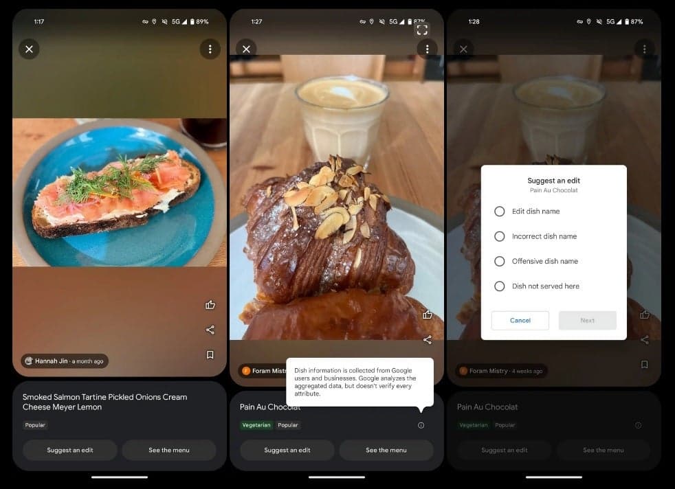 Οι χρήστες των Χαρτών Google θα μπορούν να προτείνουν μια τροποποίηση - οι Χάρτες Google θα σας δίνουν πλέον περισσότερες πληροφορίες σχετικά με τα πιάτα εστιατορίων που βρίσκονται στην εφαρμογή