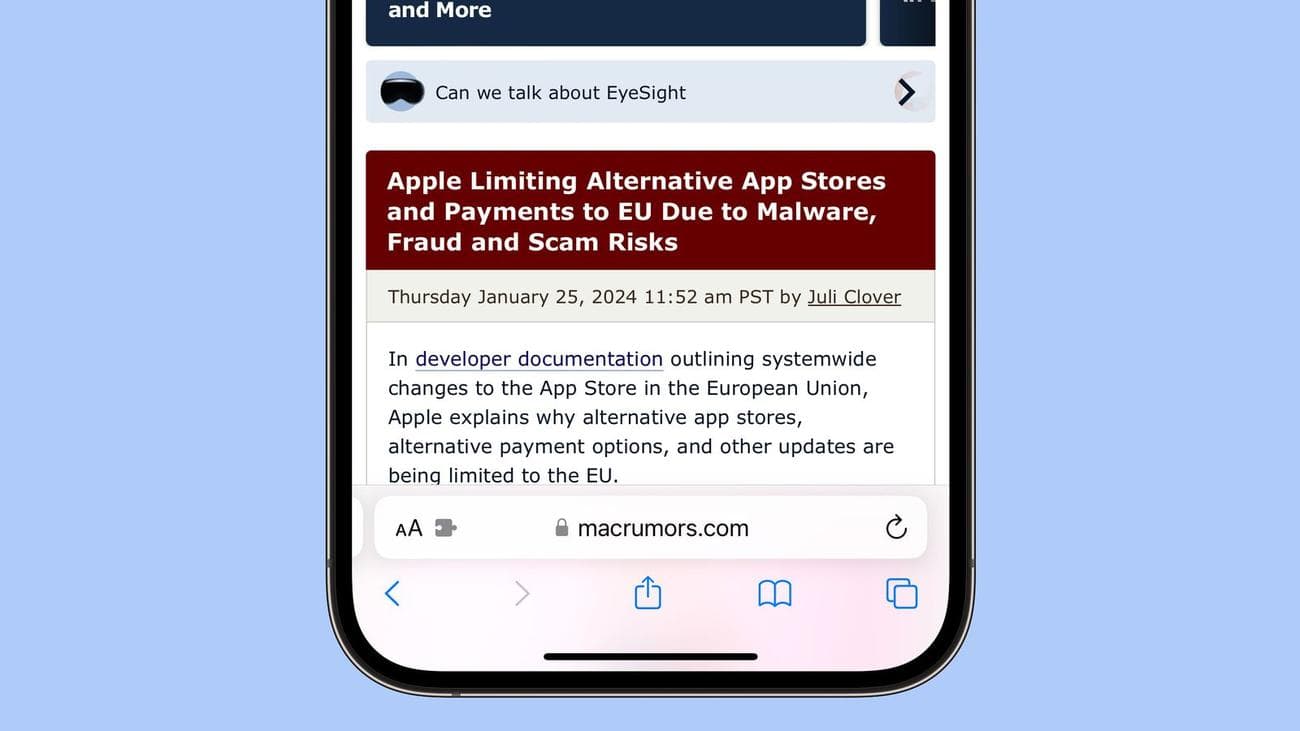 iOS 17.4 Beta: Όλες οι νέες αλλαγές - ios 17 4 wider safari url bar - TechWar.GR