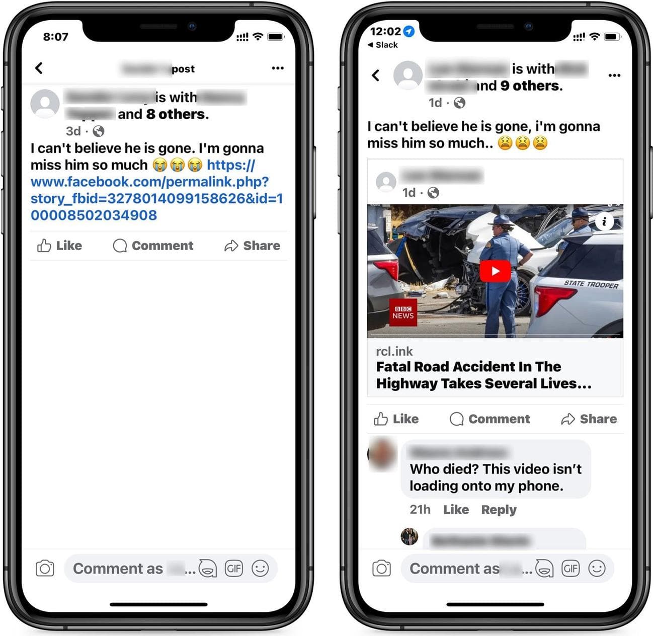 Προσέξτε τις αναρτήσεις phishing στο Facebook "Δεν μπορώ να πιστέψω ότι έχει φύγει". 1 Facebook "Θα μου λείψει τόσο πολύ" αναρτήσεις phishing