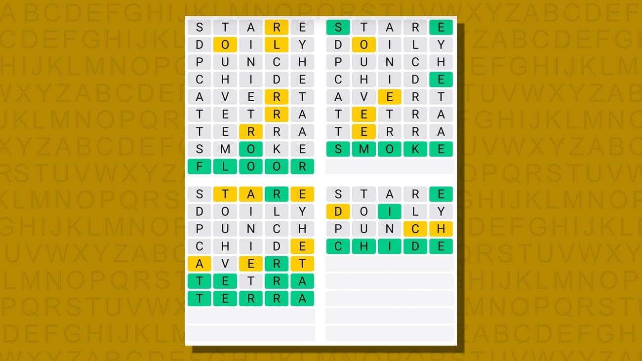 Quordle απαντήσεις για το παιχνίδι 737 σε κίτρινο φόντο