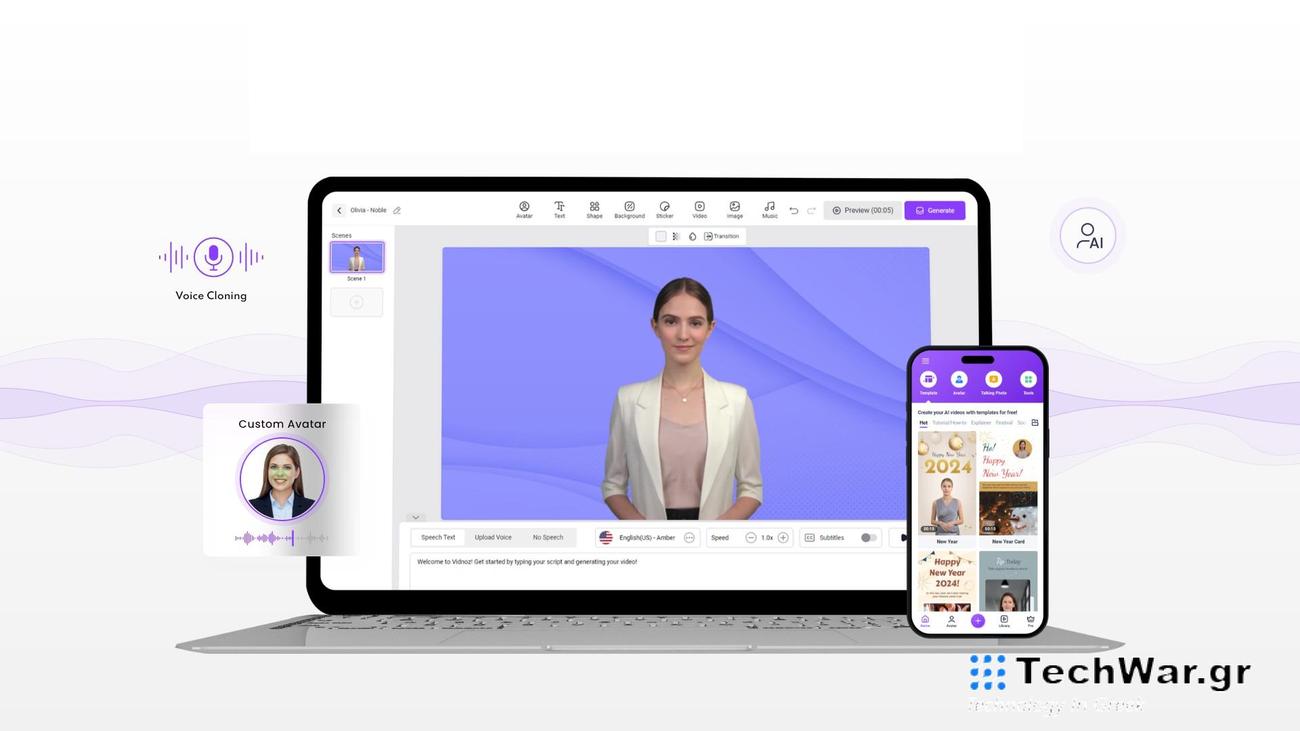 Δημιουργήστε εκπληκτικά βίντεο σε 1 λεπτό με το Vidnoz AI

