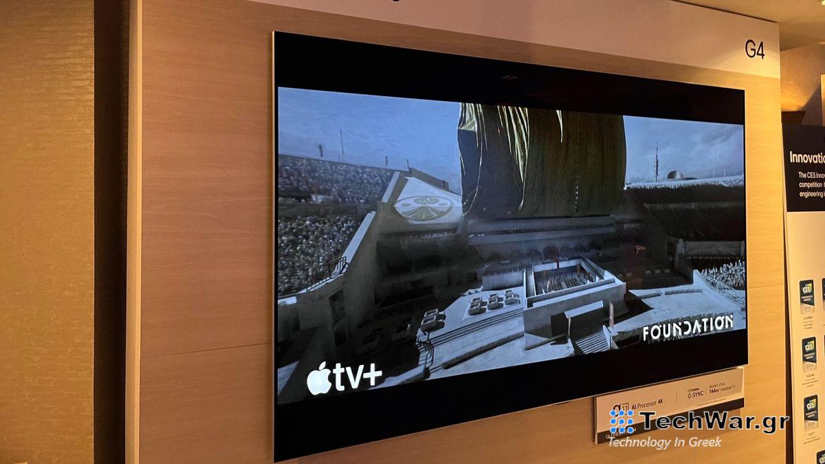 LG G4 OLED TV showing Foundation on Apple TV plus