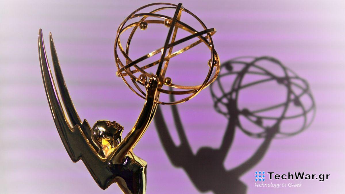 Close up of an Emmy award statue