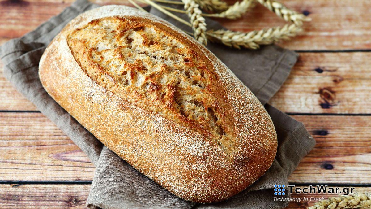 Loaf of bread on bread board
