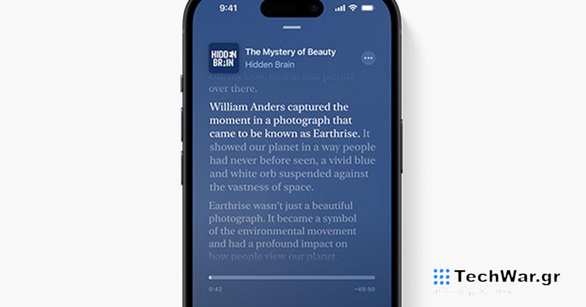 Το Apple Podcasts λαμβάνει μεταγραφές που δημιουργούνται αυτόματα με το iOS 17.4