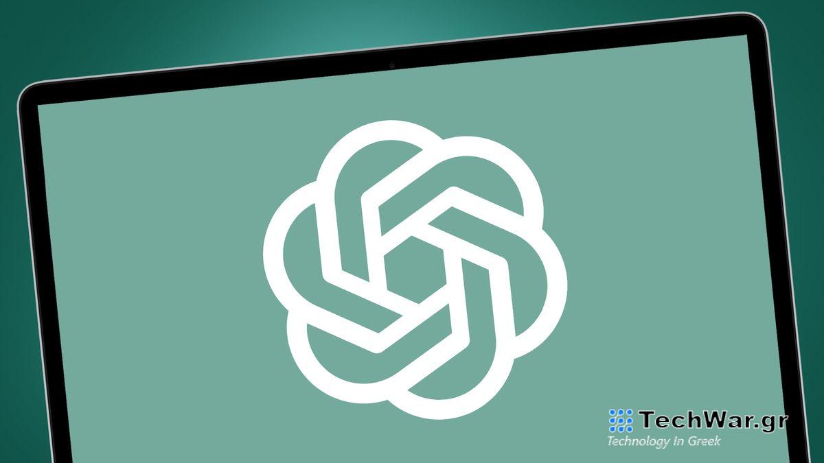 A laptop screen on a green background showing the ChatGPT logo