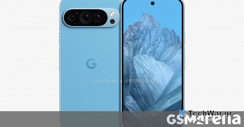 Το Google Pixel 9 διαρρέει σε renders που δείχνουν τρεις πίσω κάμερες, επίπεδες πλευρές
