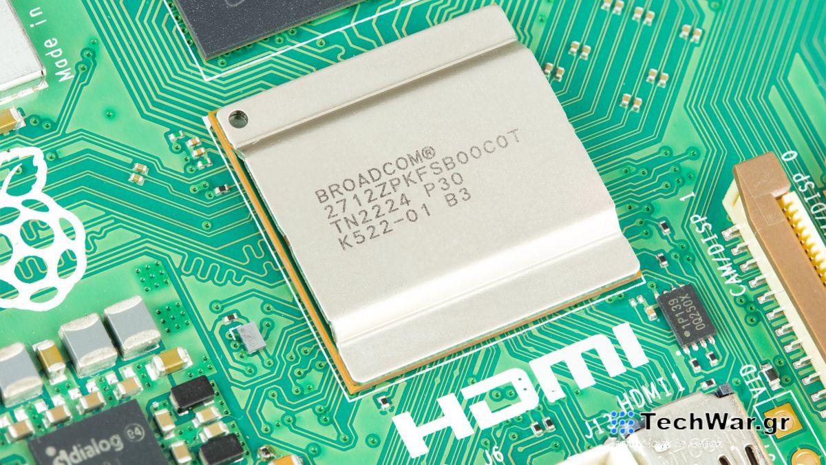 Raspberry Pi 5 close-up on chip