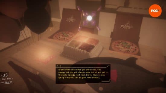 Προεπισκόπηση 1000xResist: Μια προοπτική πρώτου προσώπου της Ίρις που κοιτάζει πάνω από την παραδοσιακή κινέζικη τούρτα γενεθλίων με παντεσπάνι σε ένα από τα Communions.