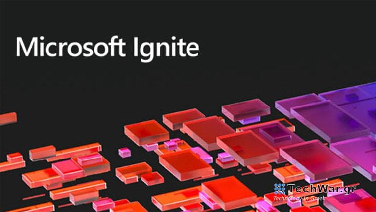 Microsoft Ignite 2021 on stylized black background