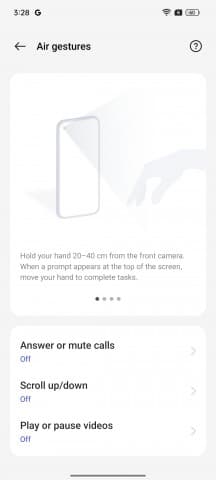 Χειρονομίες απενεργοποίησης οθόνης και χειρονομίες αέρα