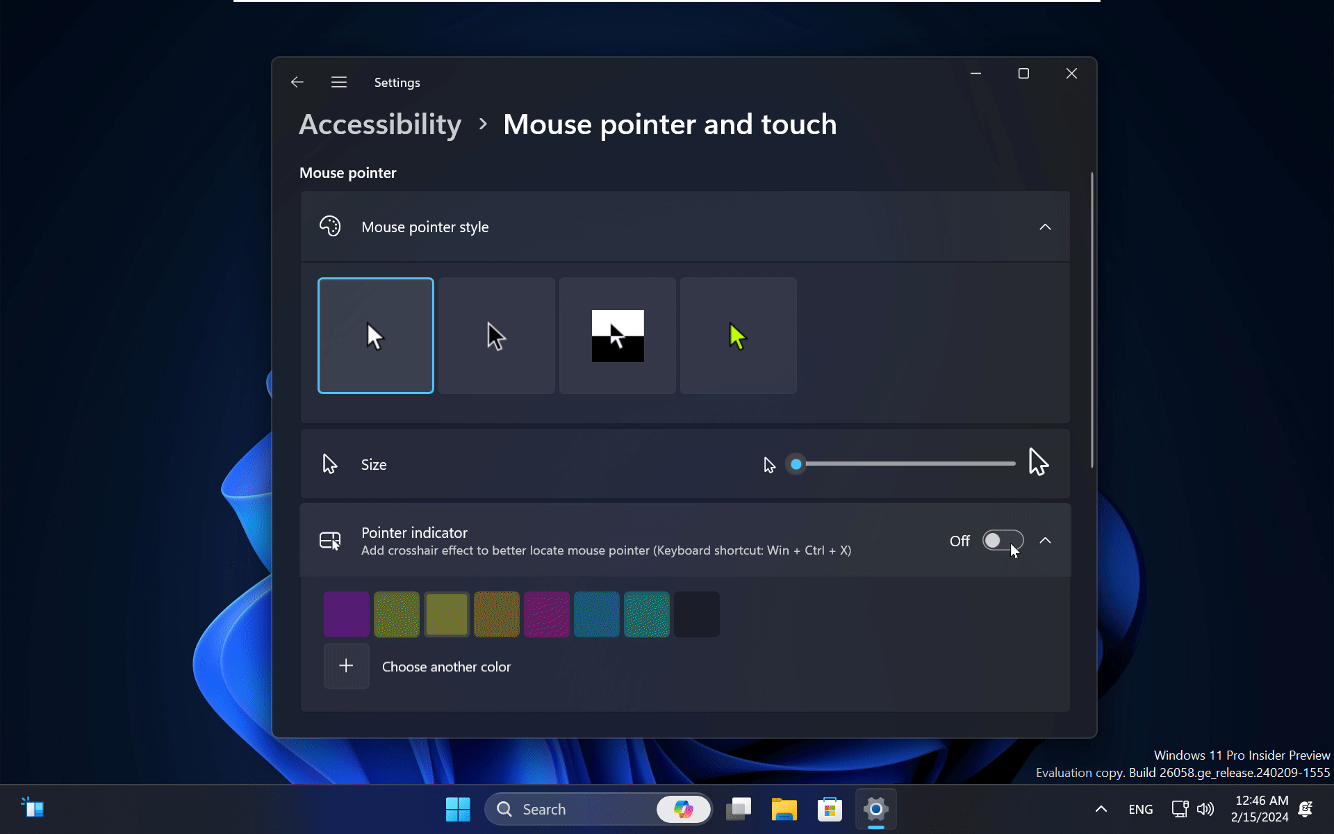 Windows 11s new cursor crosshair
