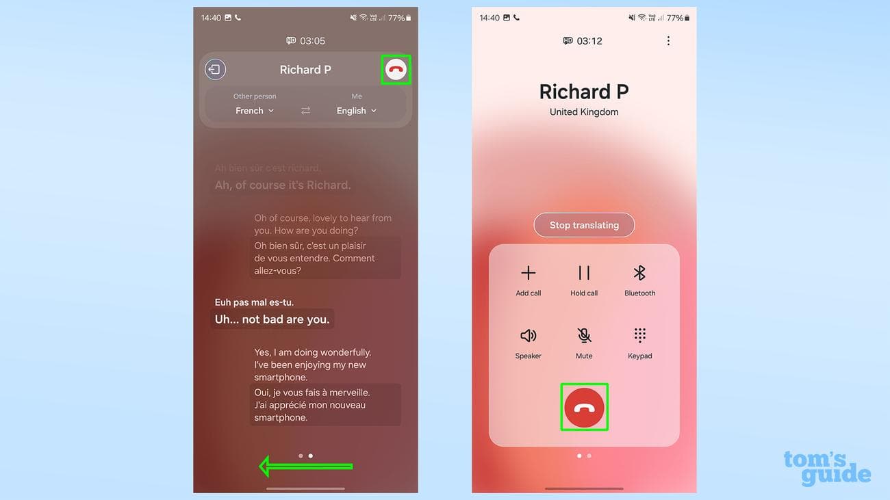 Τερματισμός κλήσης ζωντανής μετάφρασης στο Samsung Galaxy S24