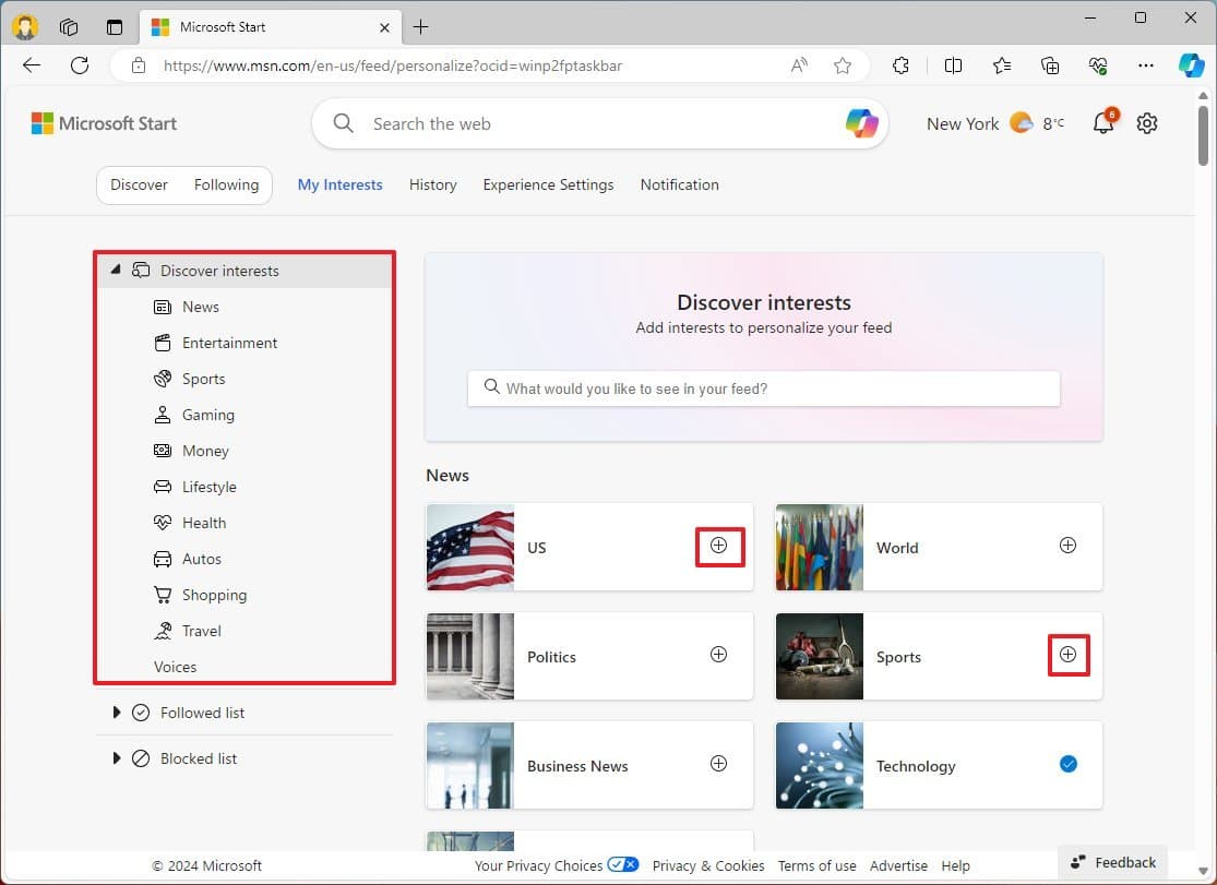 Ρυθμίσεις ενδιαφέροντος γραφικών στοιχείων