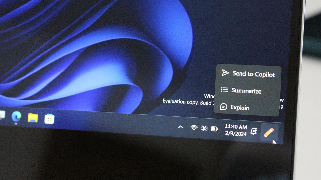 Μενού Copilot των Windows 11