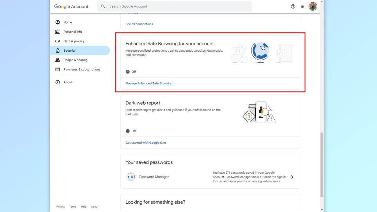 Πώς να βρείτε τη Βελτιωμένη Ασφαλή Περιήγηση στο μενού Ασφάλεια του Chrome