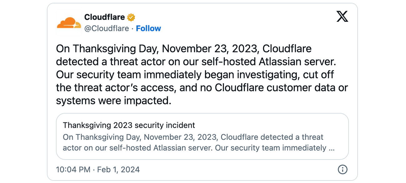 Παραβίαση της Ημέρας των Ευχαριστιών στο Cloudflare