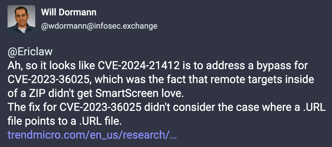 Dormann CVE-2024-21412 Παράκαμψη SmartScreen των Windows