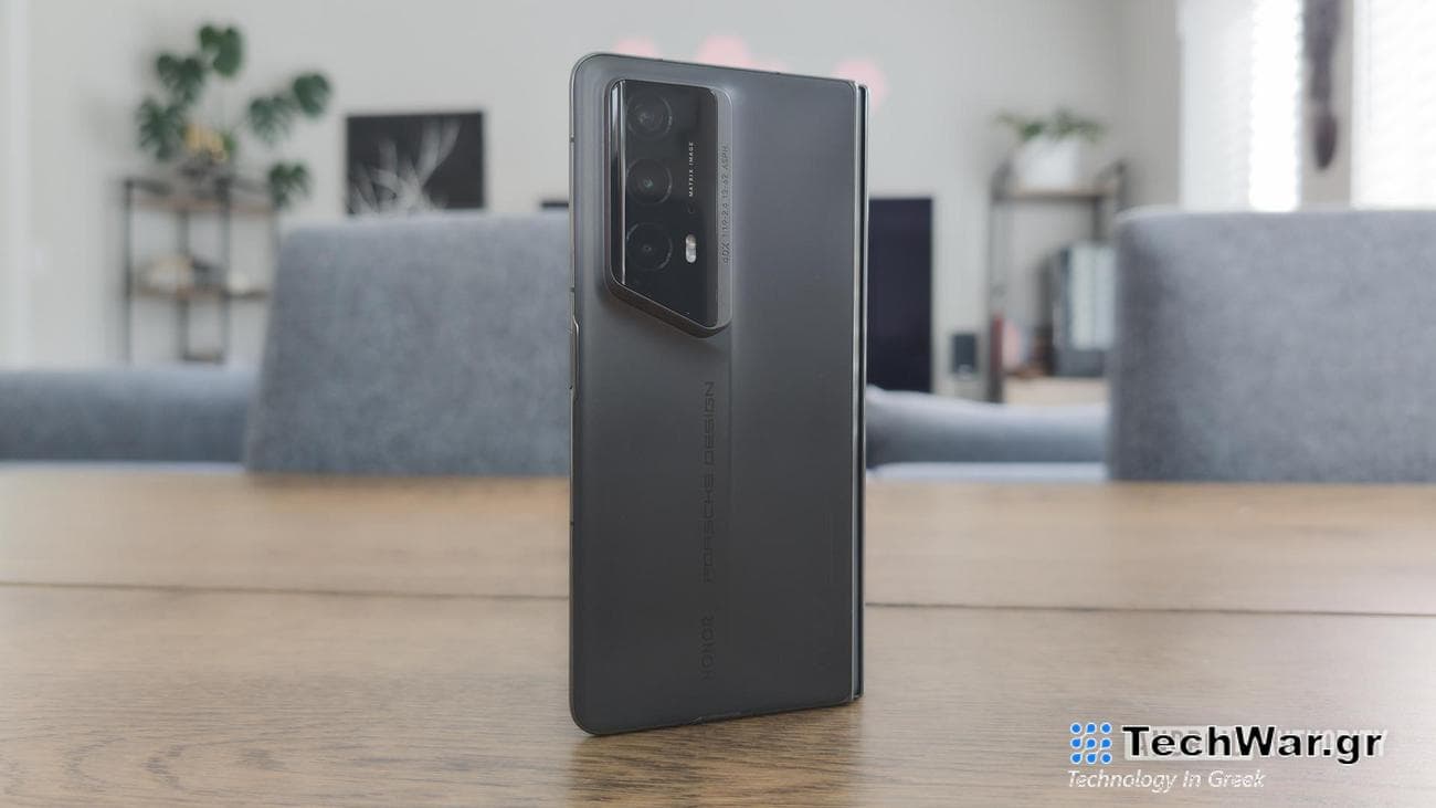 HONOR Magic V2 RSR Porsche Edition Back Standing on Table