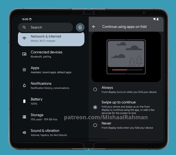 Η λειτουργία συνέχειας οθόνης Google Pixel Fold ενδέχεται να επιστρέψει