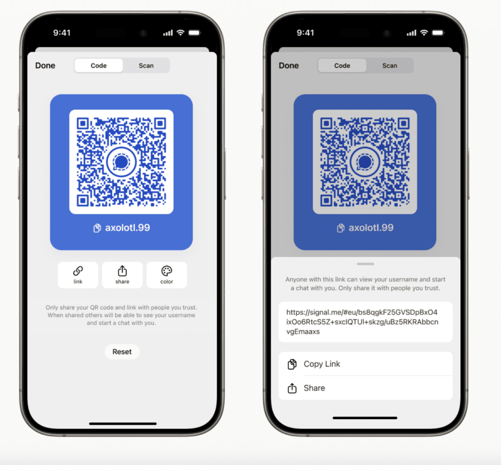 όνομα χρήστη σήμα κωδικού qr