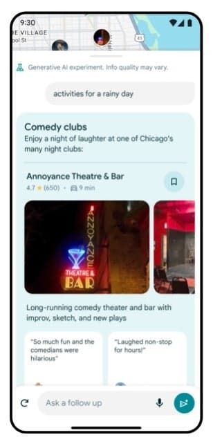 Εάν ο καιρός είναι κακός, μπορείτε να βρείτε γρήγορα τις κατάλληλες κοντινές δραστηριότητες - Ορισμένοι χρήστες των Χαρτών Google των ΗΠΑ θα δοκιμάζουν την αλλαγή τεχνητής νοημοσύνης των εφαρμογών από αυτήν την εβδομάδα